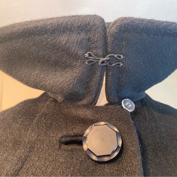 Vintage Black Button Down Round Collar Coat - Picture 4 of 12